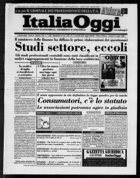 Italia oggi : quotidiano di economia finanza e politica